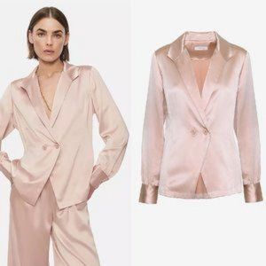 Anine Bing Isabella silk blazer top - dusty pink